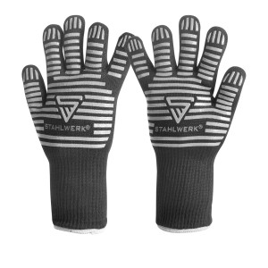 STAHLWERK Hitzebeständige Arbeitshandschuhe bis 800°C aus Aramid-Gewebe, Paar.
