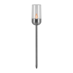LED-Solarspieß Kerze, Edelstahl, 3er-Set für Garten & Beet mit Flammeneffekt.