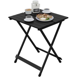 Schwarzer WOLTU Klapptisch aus Aluminium, ideal für Camping und Garten.