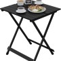 Schwarzer WOLTU Klapptisch aus Aluminium, ideal für Camping und Garten.