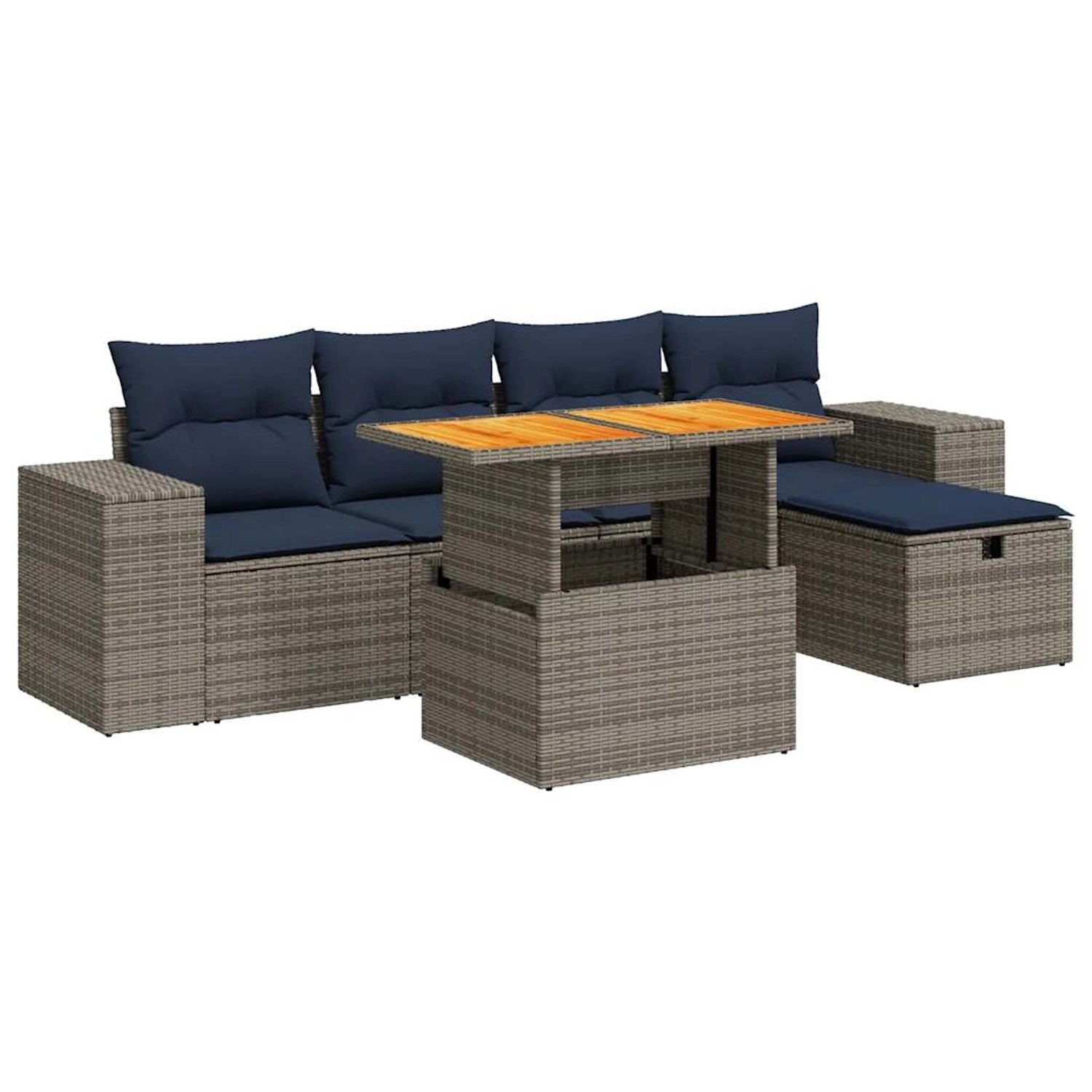 vidaXL 6-Tlg Garten-Sofagarnitur mit Kissen Schwarz Poly Rattan 3328083 günstig online kaufen