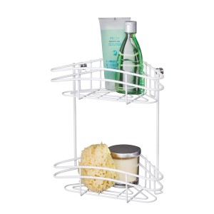 Weißes Wenko Eckregal Classic Plus mit 2 Etagen zur Bad- und Duschablage.