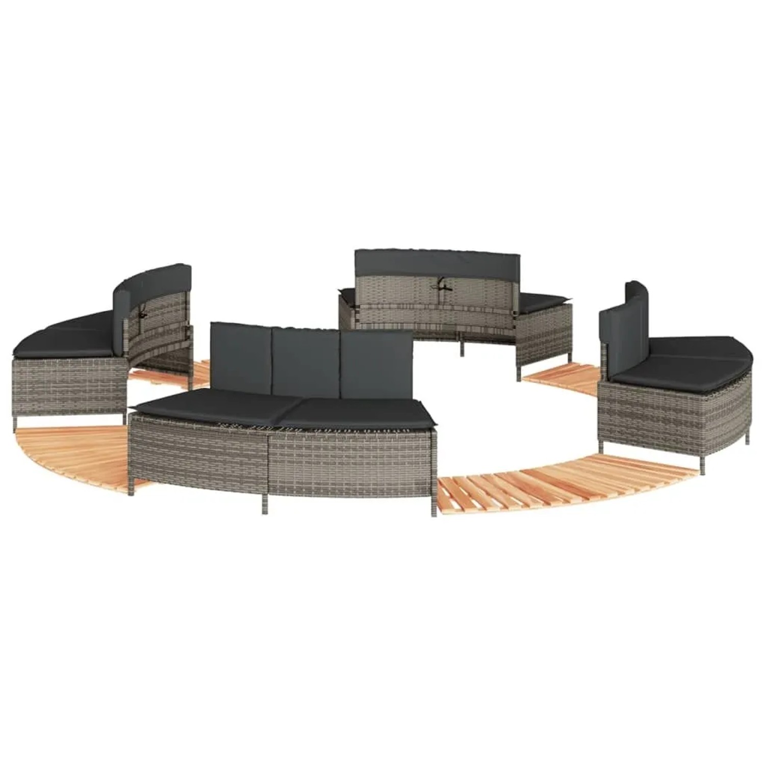 vidaXL Whirlpool-Umrandung Grau Poly Rattan und Massivholz Akazie 3270649