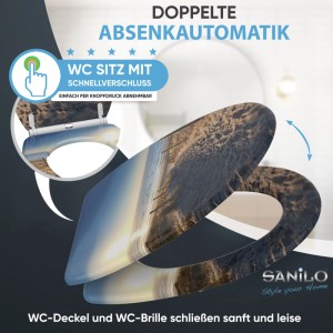 Sanilo WC-Sitz Düne mit Absenkautomatik, Holz Toilettendeckel mit Strandmotiv.