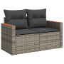 Graues vidaXL Garten-Sofa-Set aus Polyrattan mit Kissen, ideal für Terrasse und Garten.