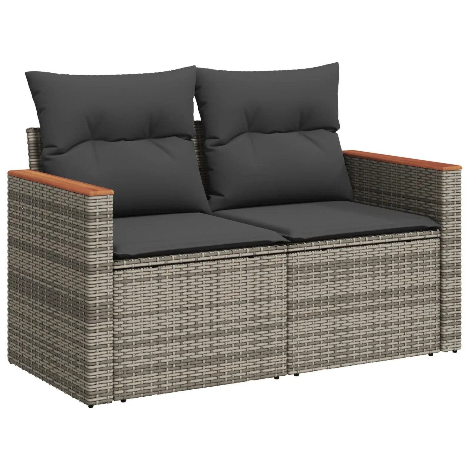 Graues vidaXL Garten-Sofa-Set aus Polyrattan mit Kissen, ideal für Terrasse und Garten.