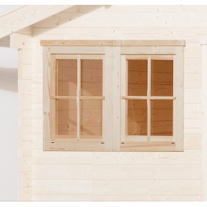 Doppelfenster (138x79 cm) aus Holz für Weka Gartenhaus (45 mm Wandstärke).