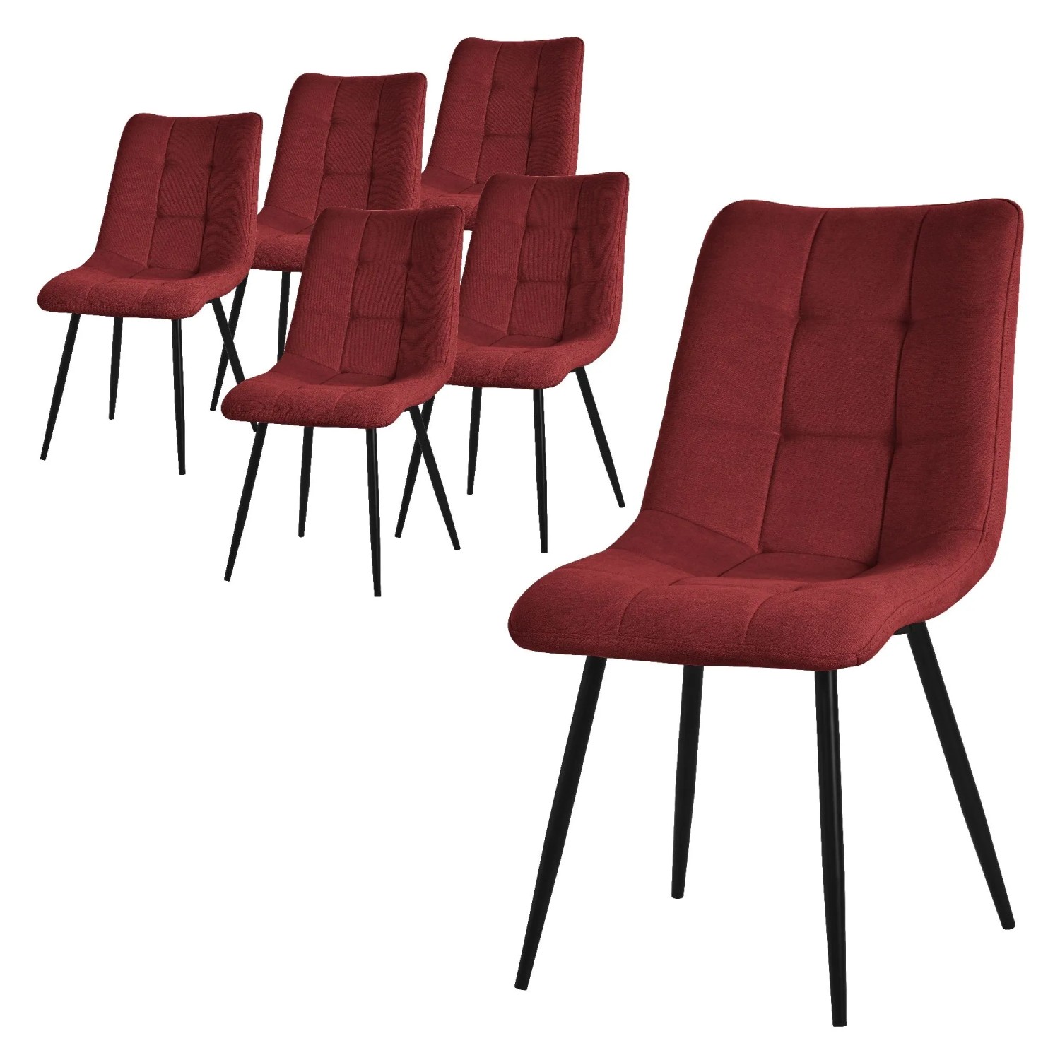 ML-Design Esszimmerstühle 6er Set Rot Stoffbezug Metallbeinen