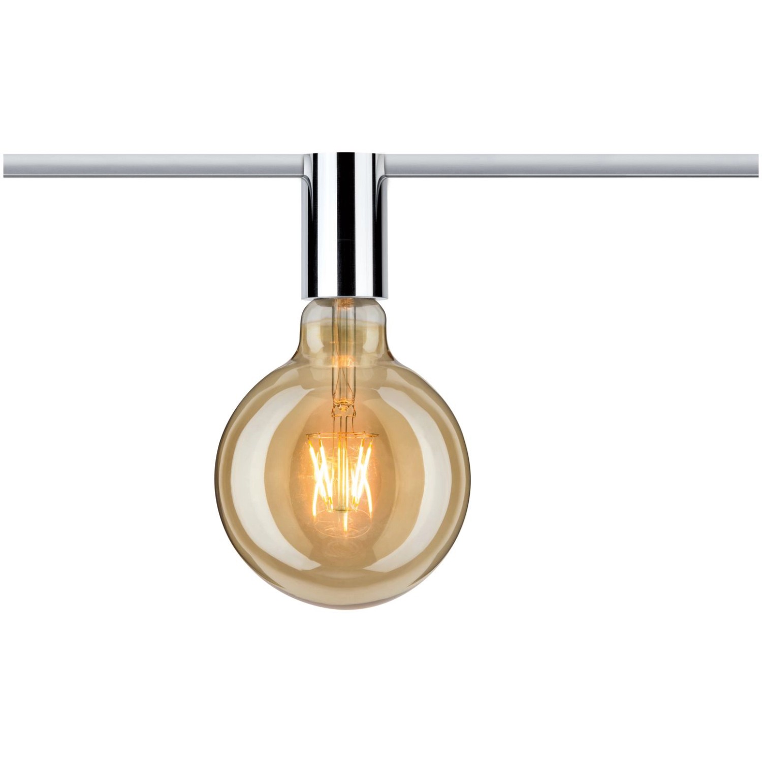 Paulmann URail Spot Ceiling Socket, Chrom, mit E27 Leuchtmittel an Schiene.