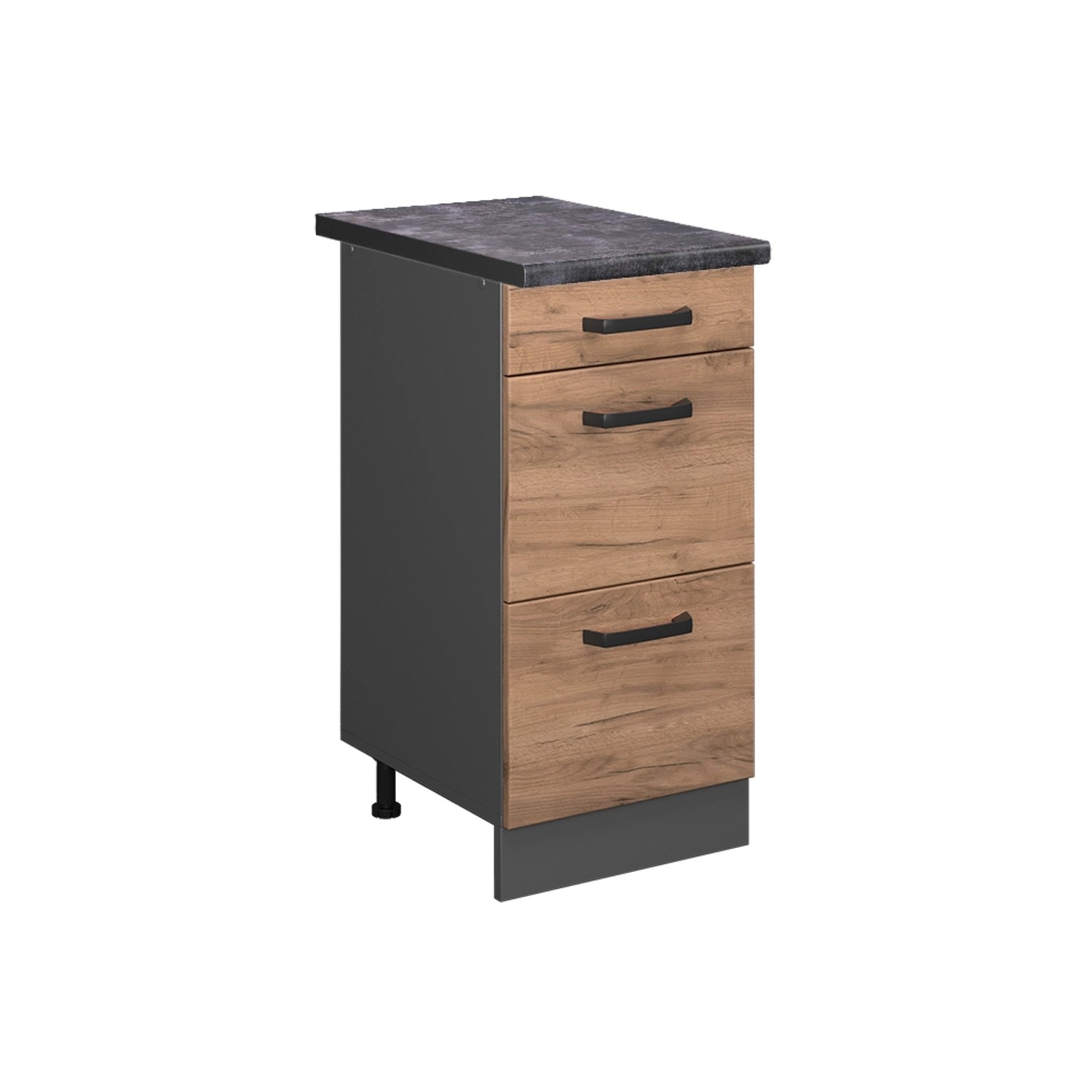 Vicco Küchenunterschrank R-Line Goldkraft Eiche/Anthrazit 40 cm mit Schubladen AP Anthrazit