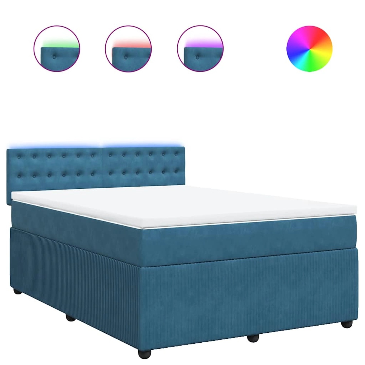 vidaXL Boxspringbett mit Matratze Blau 160x200 cm Samt 3290098 günstig online kaufen