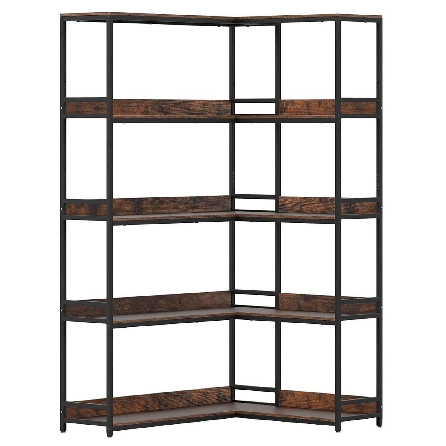 Costway L-förmiges Eckregal Stehend mit Metallrahmen 110 x 89 x 180 cm günstig online kaufen