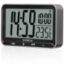 Digitaler Kienzle Funkwecker in Silber-Schwarz mit Temperaturanzeige und großem Display.