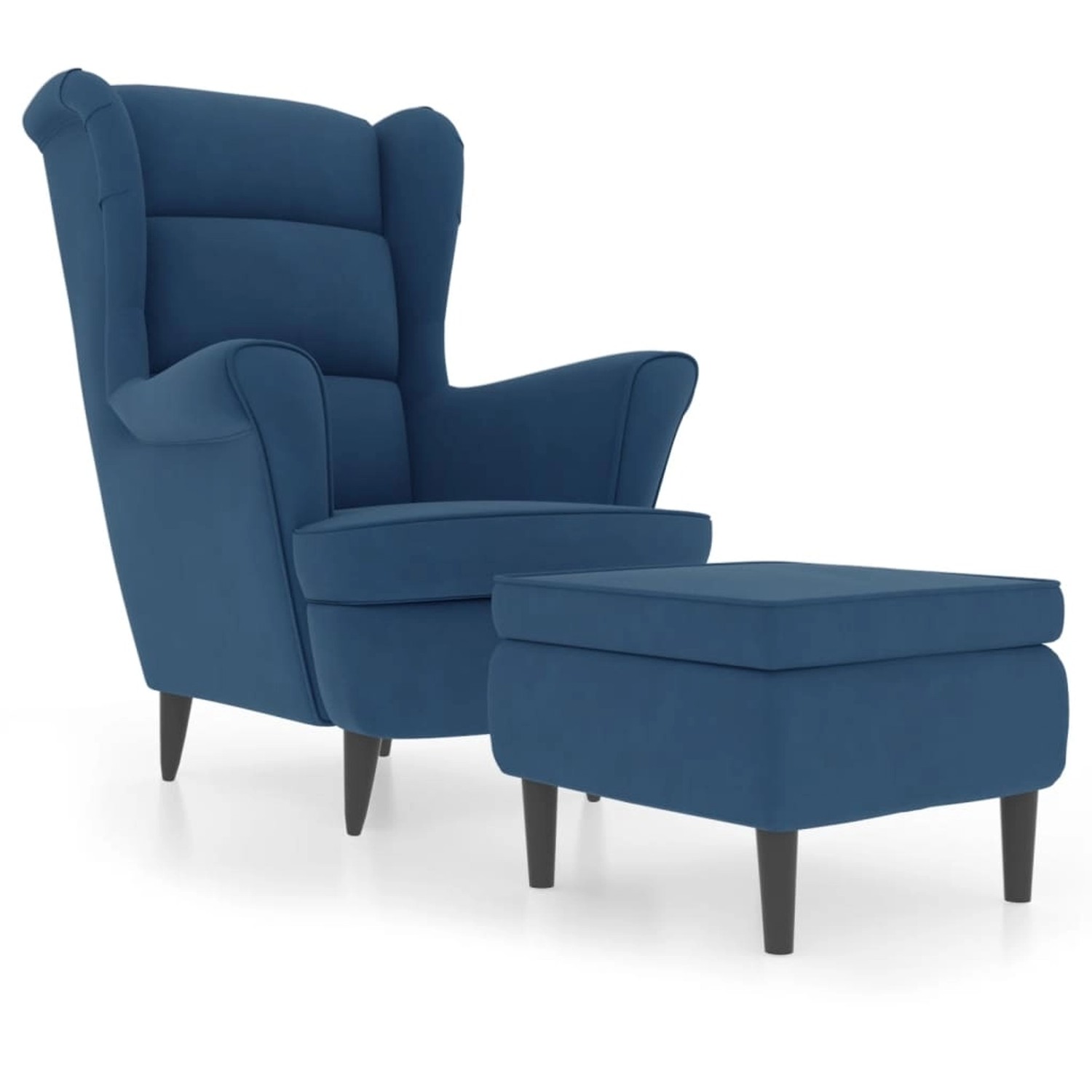 vidaXL Ohrensessel mit Hocker Blau Samt günstig online kaufen