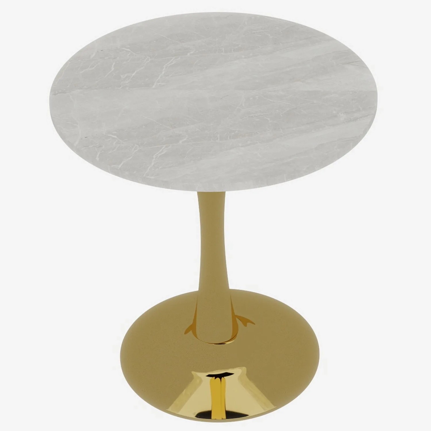 okwish Couchtisch mit Marmor Tischplatte Wohnzimmer Esszimmer 70x70x72cm Gold Weiß