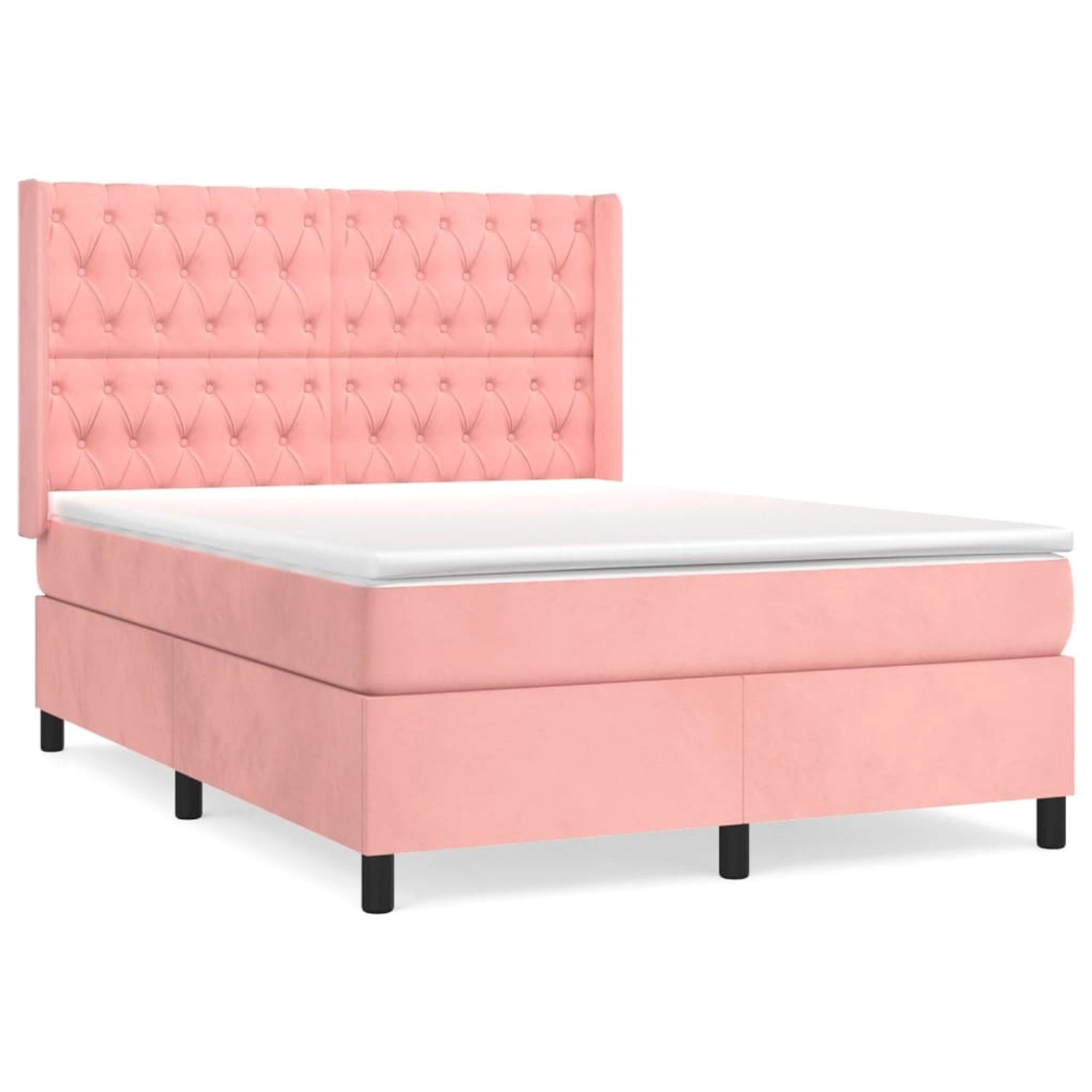 vidaXL Boxspringbett mit Matratze Rosa 140x200 cm Samt 3132866 günstig online kaufen