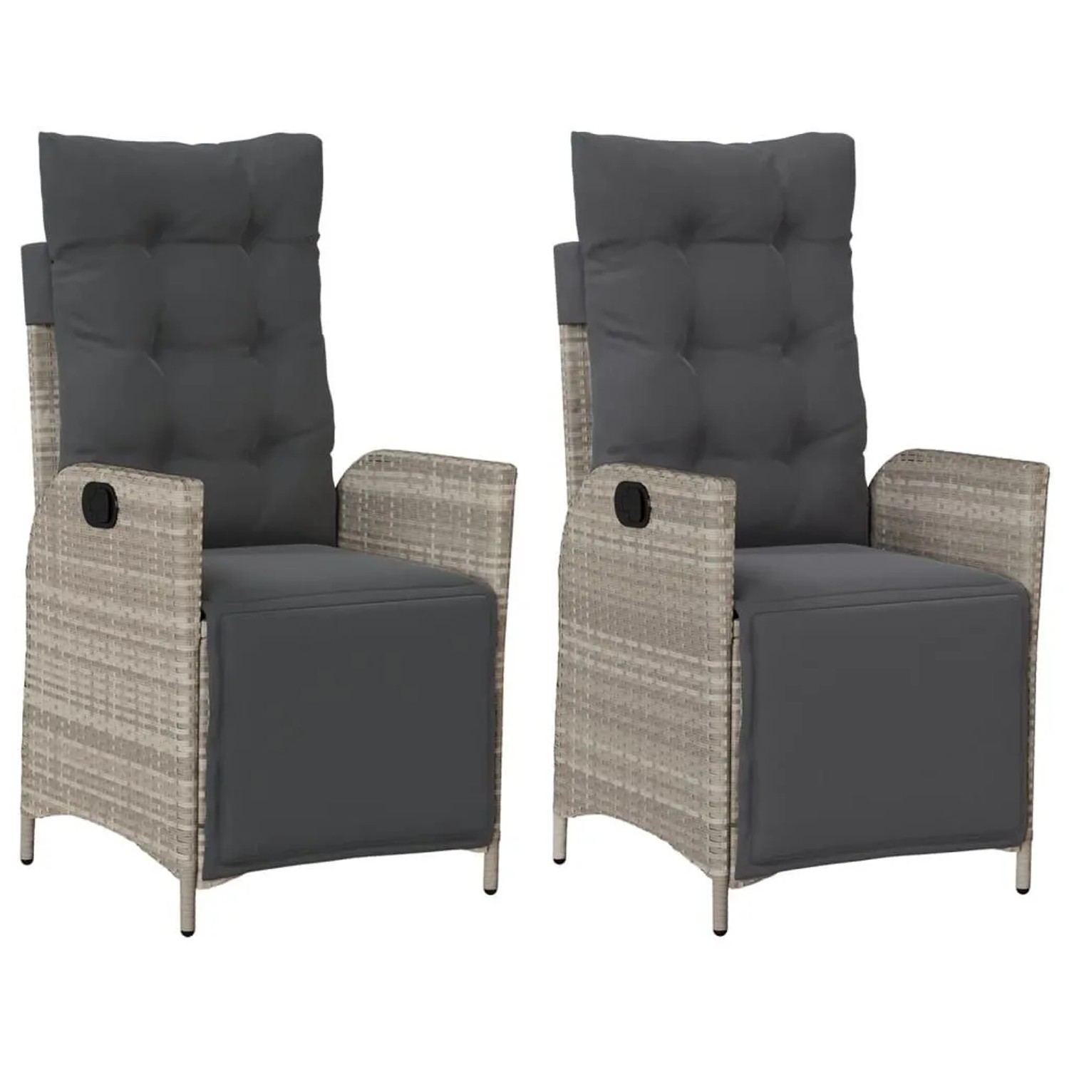 vidaXL Gartensessel mit Fußteil 2 Stk Verstellbar Hellgrau Poly Rattan 365294