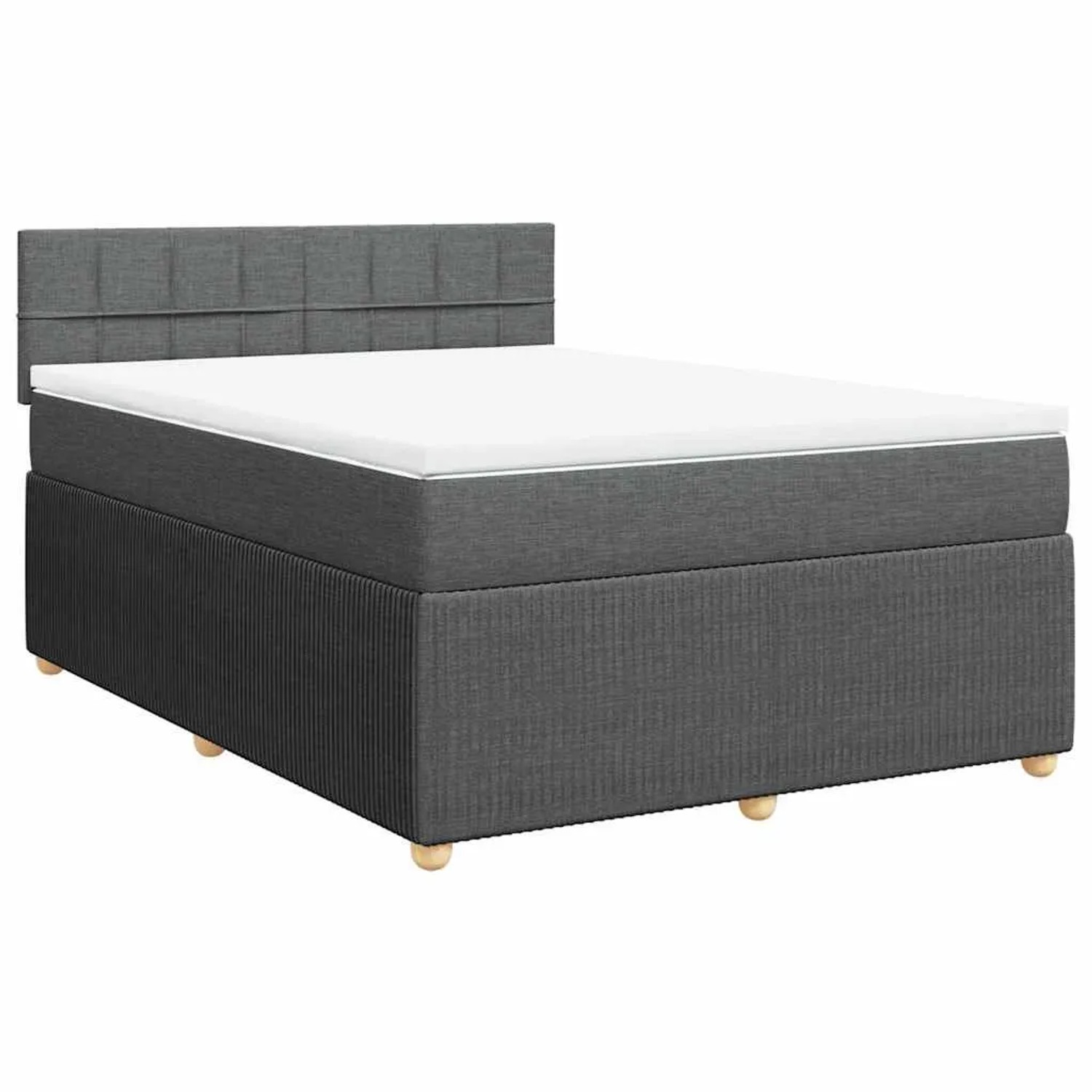 vidaXL Boxspringbett mit Matratze Dunkelgrau 140x200 cm Stoff 3287480