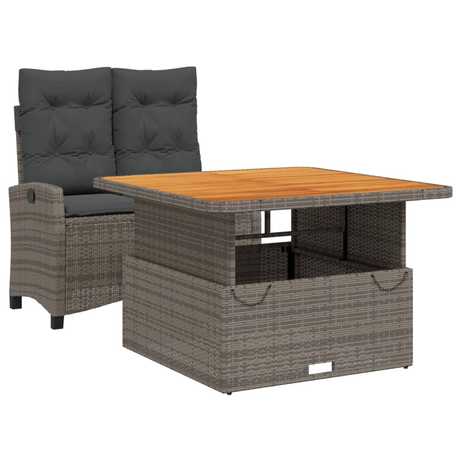 vidaXL 2-Tlg Garten-Essgruppe mit Kissen Grau Poly Rattan 3277403 günstig online kaufen