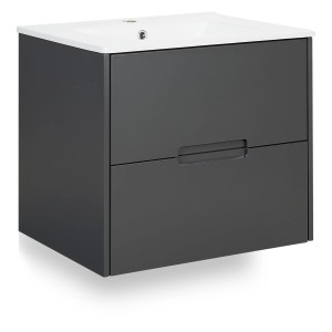 Homestyle4u Waschtisch mit Unterschrank 2 teilig 60 cm Badmöbel Set Grau