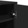 Detailaufnahme: Schwarzer vidaXL Schuhschrank (32x35x92 cm) mit offener Tür und Regalböden.