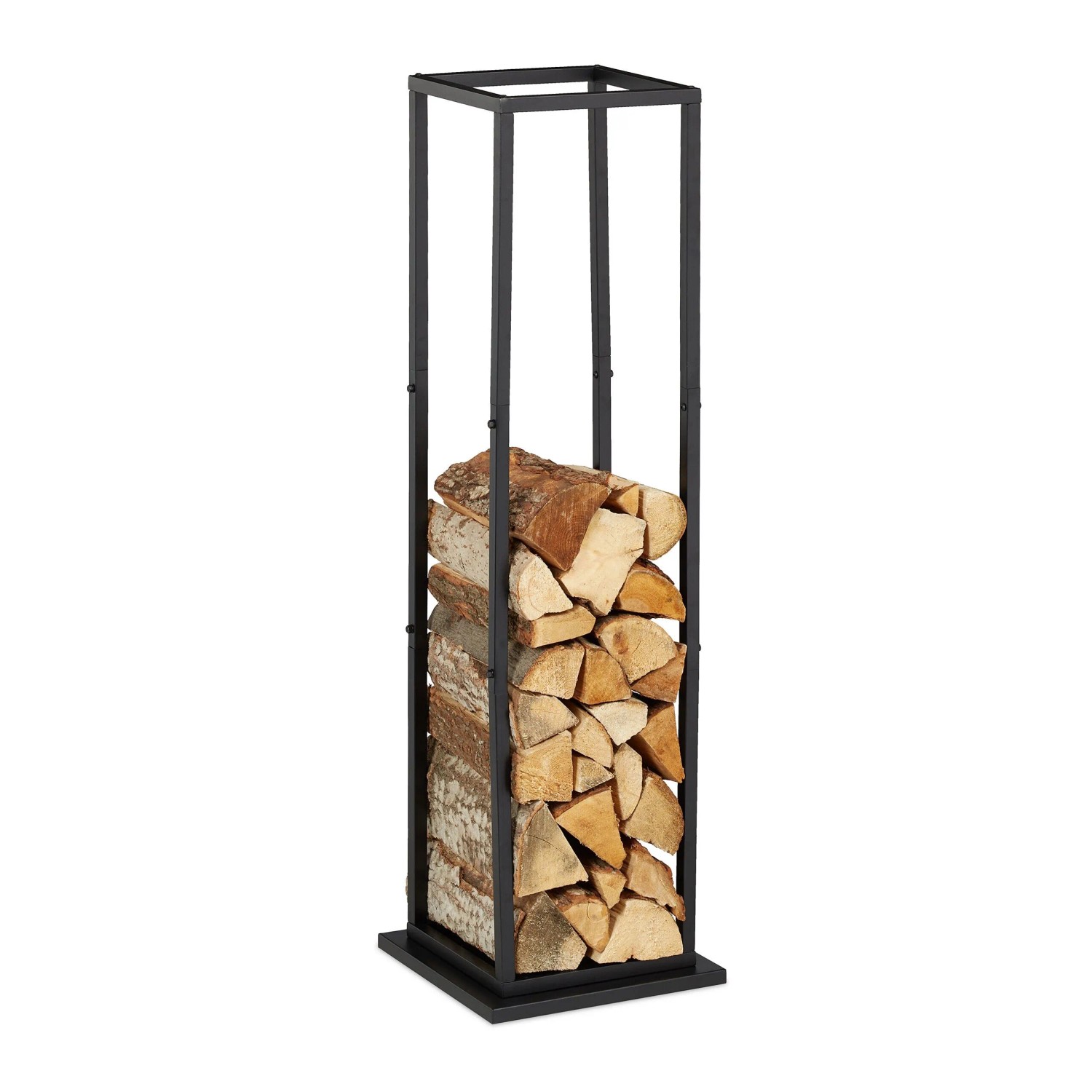 Relaxdays Kaminholzregal Stahl Schwarz Verkürzbar 121 cm x 35 cm x 35 cm