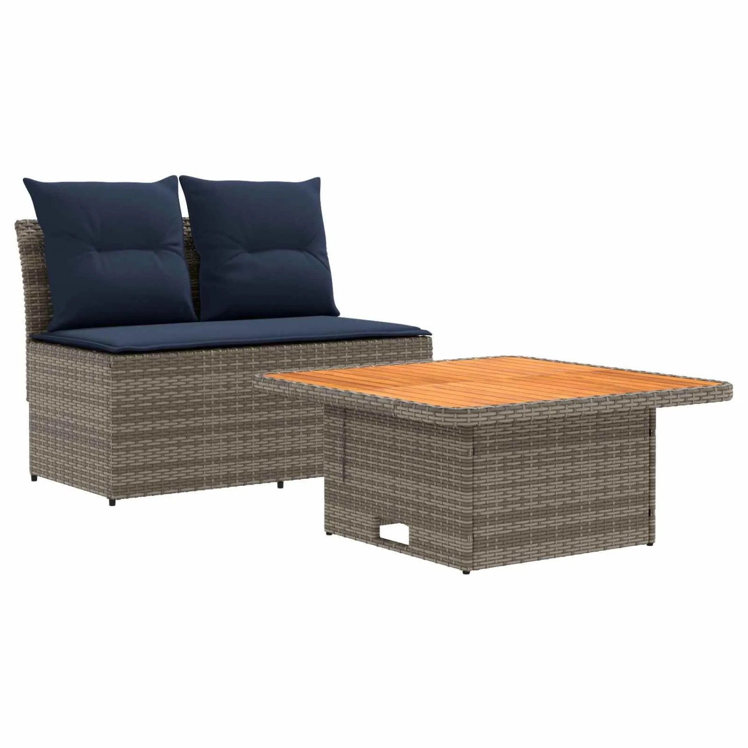 vidaXL 2 Stück Garten Mittel Sofa Mit Hochklapptisch Poly-Rattan 42025395