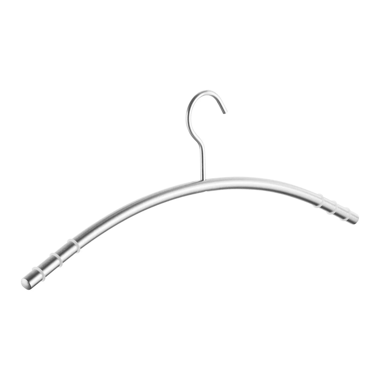 SOTECH Design Kleiderbügel mit Antirutsch Ringen Edelstahl Massiv Gebürstet Ø12 mm x 433 mm Rundrohr mit Haken