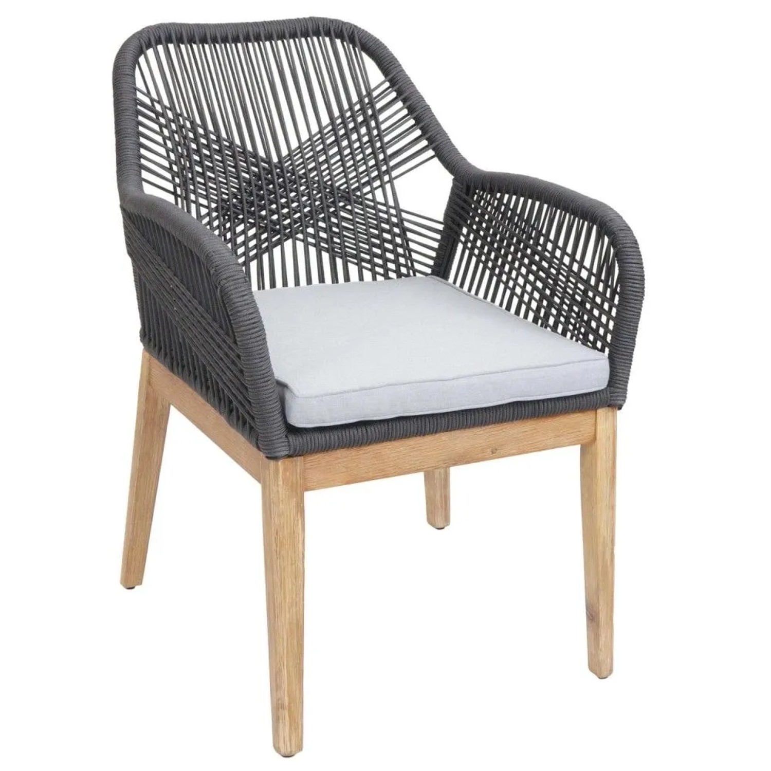 MCW Gartenstuhl H56b Dunkelgrau Kissen Hellgrau