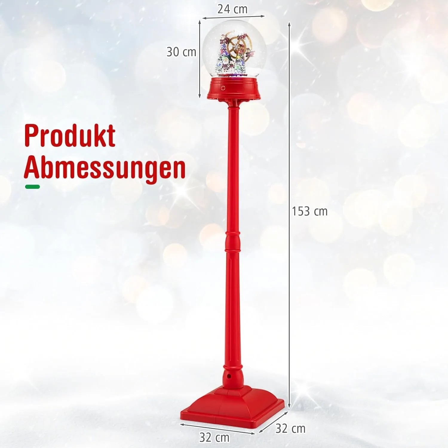 Costway Weihnachtslaterne Beleuchtet Weihnachtsdeko mit Musik 153cm_4