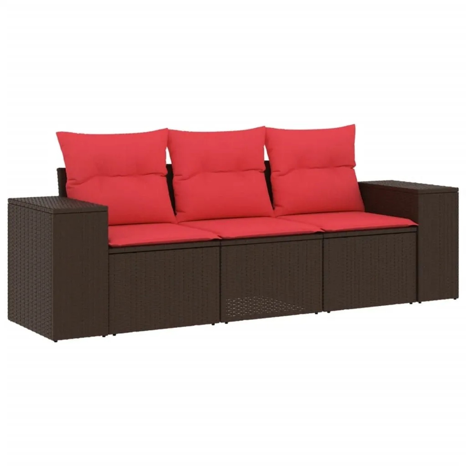 vidaXL 3-Tlg Gartensofa-Set mit Kissen Braun Polyrattan 3222263