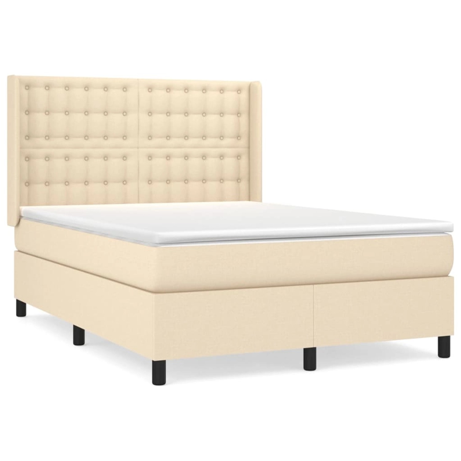 Vidaxl Boxspringbett Mit Matratze Creme 140x200 Cm Stoff günstig online kaufen