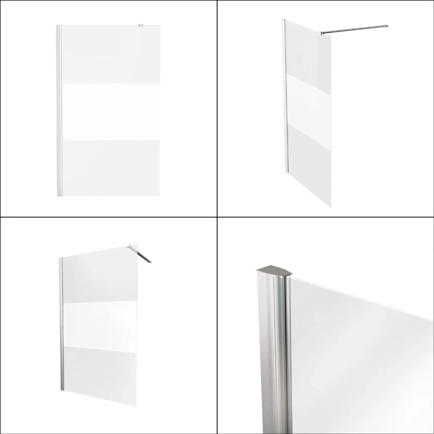 Aloni Walk In Dusche Begehbare Duschwand Glas Duschabtrennung Duschtrennwand Glastrennwand Glaswand mit NANO-Beschichtung Halbmatt Mittelteil 140cm_4