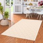Beige-cremefarbener In- & Outdoor-Teppich mit Fliesenmuster, 140x200 cm.