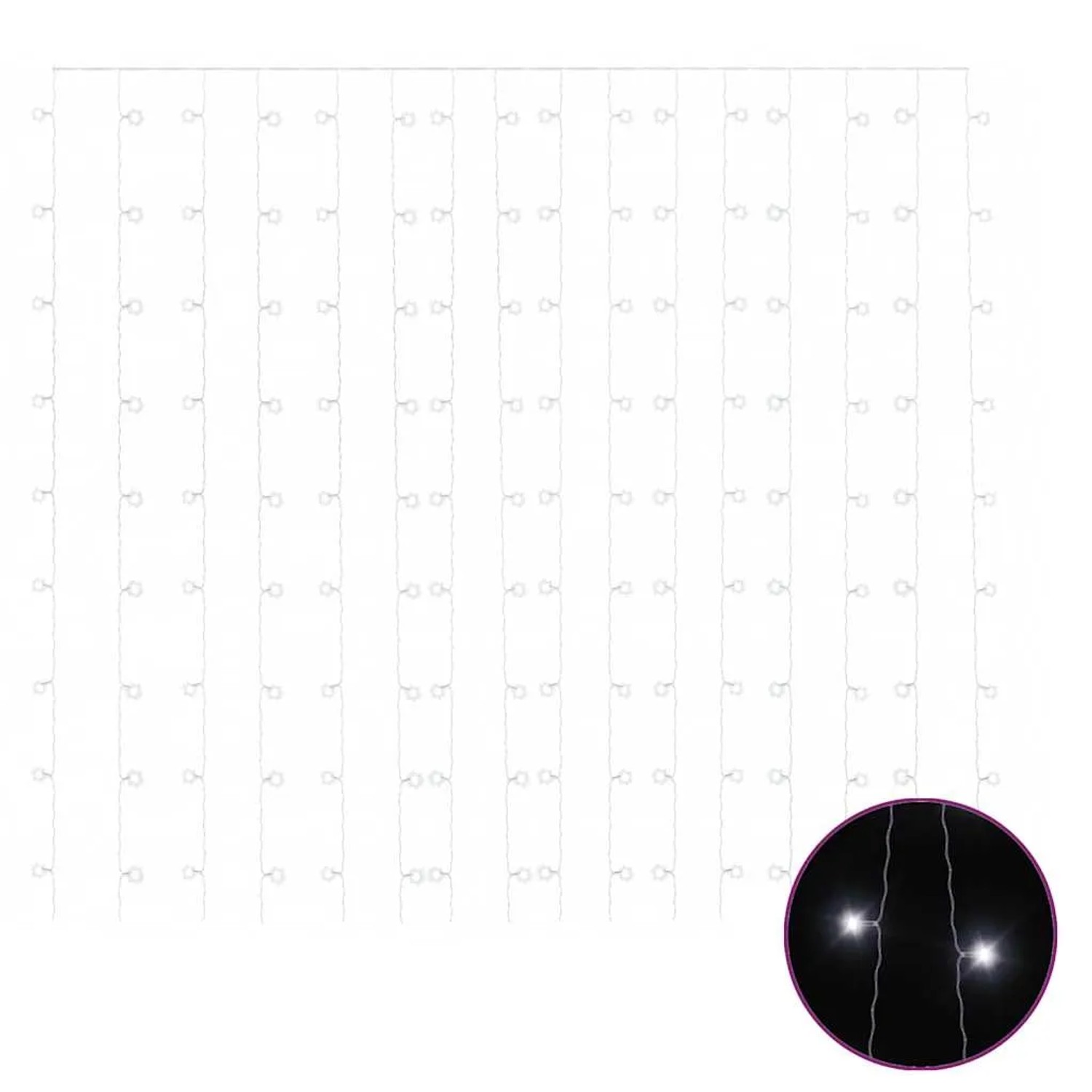 LED-Lichtervorhang 3x3m mit 300 kaltweißen LEDs für Weihnachtsdeko, 8 Funktionen.