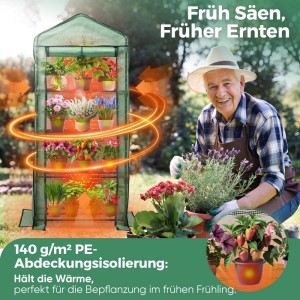 Sekey Foliengewächshaus Klein Tomatenhaus Treibhaus mit Anzuchtregal für Pflanzen 69x49x160cm Anzuchthaus Gartenhaus Frühbeet Gemüse Pflanzenhaus