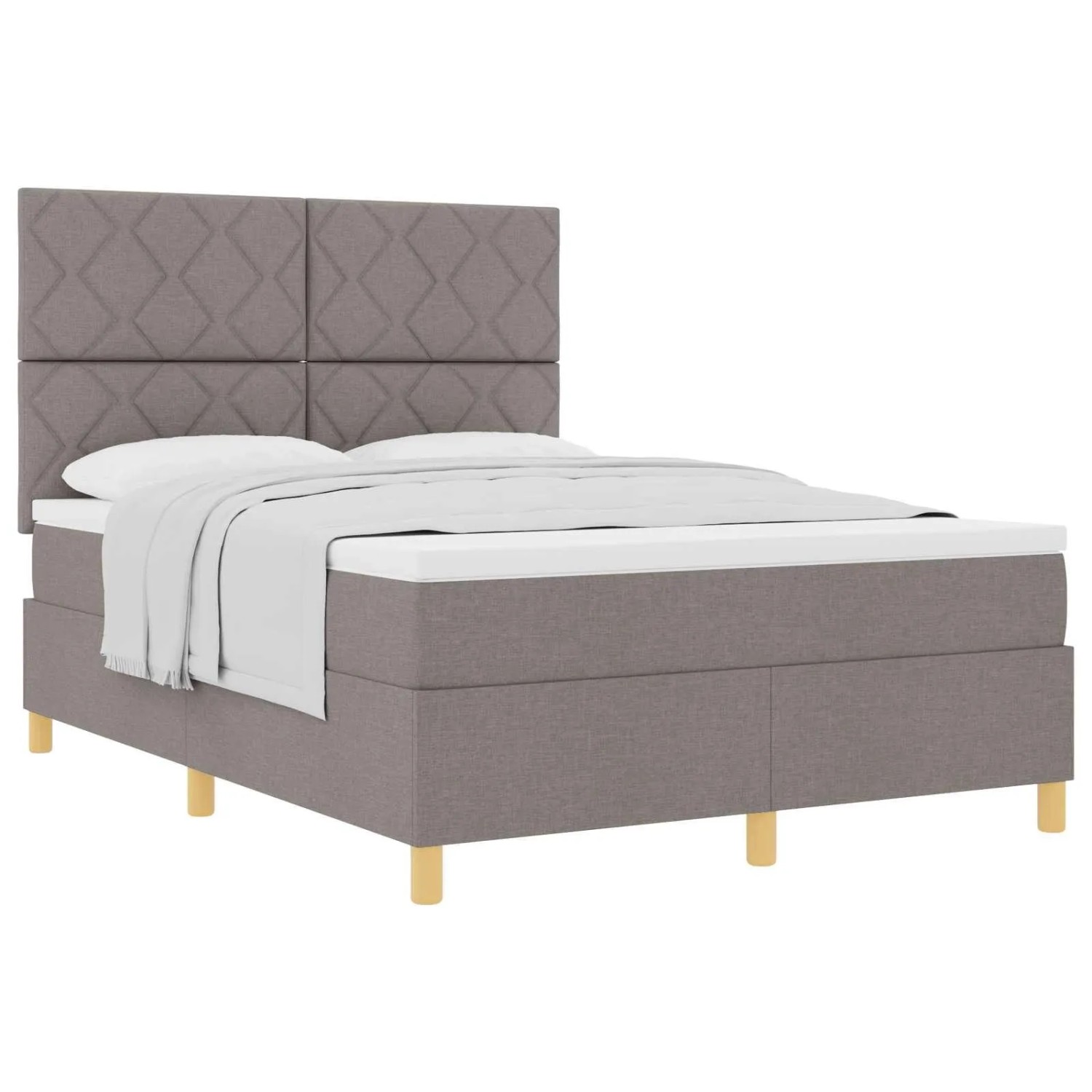 vidaXL Boxspringbett mit Matratze Taupe 160 x 200 cm Stoff 3339711