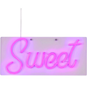Wofi LED-Wandlampe Sweet, weiße Wandleuchte mit pinkfarbener "Sweet" Schrift, Dekolicht.