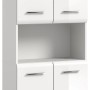 Weißer Bad Hochschrank Ice, 60x185x30 cm, mit Hochglanzfronten und viel Stauraum.