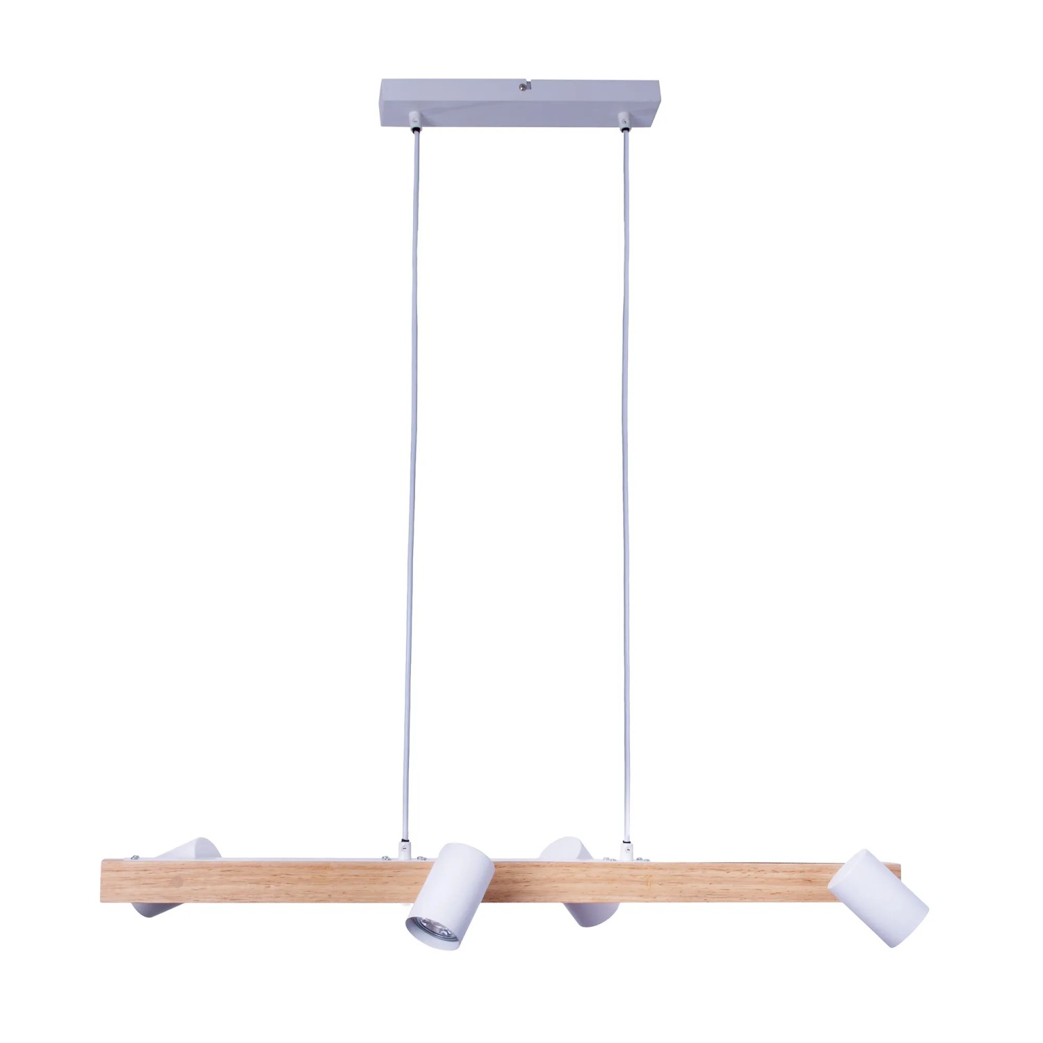 Weiße Näve Pendelleuchte Frida, 4-flammig, aus Metall und Holz, ideal für Esstisch und Küche.