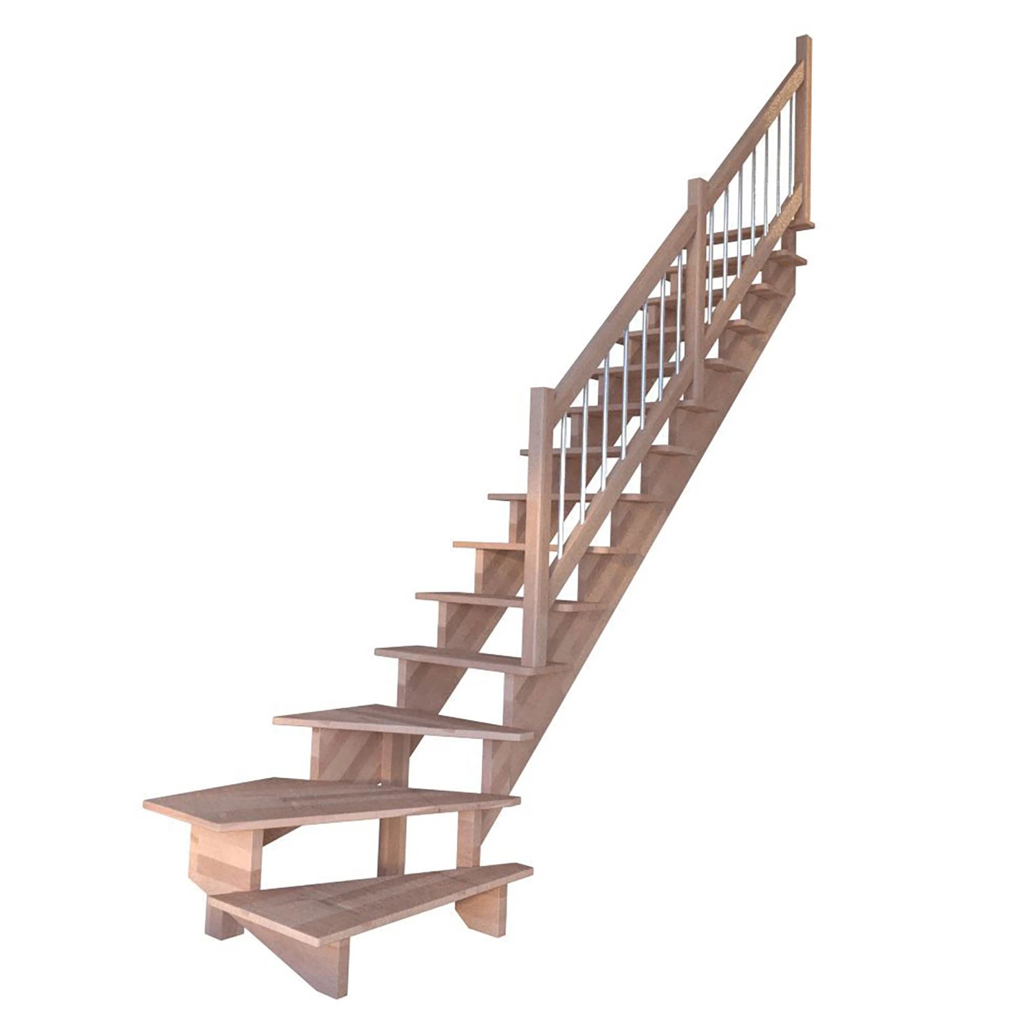 Treppe Lindos Pro Buche Gew. R 100 cm Holz-Edelstahl-Geländer FSC® günstig online kaufen