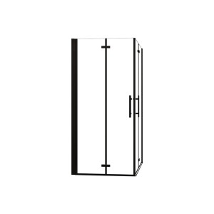 Duschparadies Duschkabine 120x90cm Duschabtrennung Duschtür Höhe 195cm Falttür 6mm Nano Glas Dusche Duschkabinen Eckeinstieg Schwarzrahmen Pendeltür