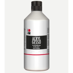 Weiße Marabu Acryl-Gesso Grundierung, 500 ml Flasche für Künstlerbedarf.
