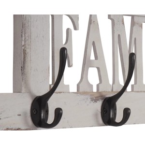 Wandgarderobe C60 Family im Shabby-Look Weiß mit 4 Haken.