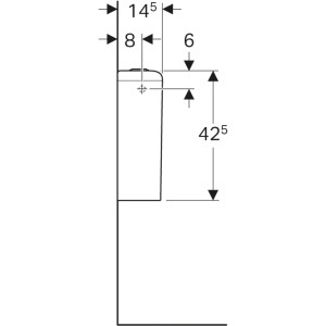 Technische Zeichnung Geberit it! Aufsatz-Spülkasten, Maße: 425 x 375 x 145 mm.
