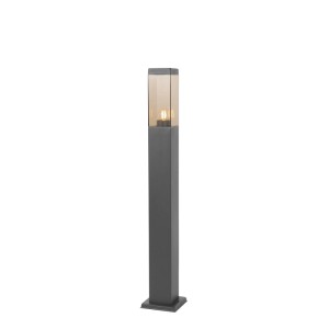 QAZQA Moderne Außen Stehleuchte Dunkelgrau mit Rauchglas 80 cm Malios