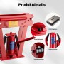 Rote Wiltec Rohrbiegemaschine hydraulisch 8T mit Details wie Hydraulikheber, Sicherheitsventil und verstellbarer Rolle.
