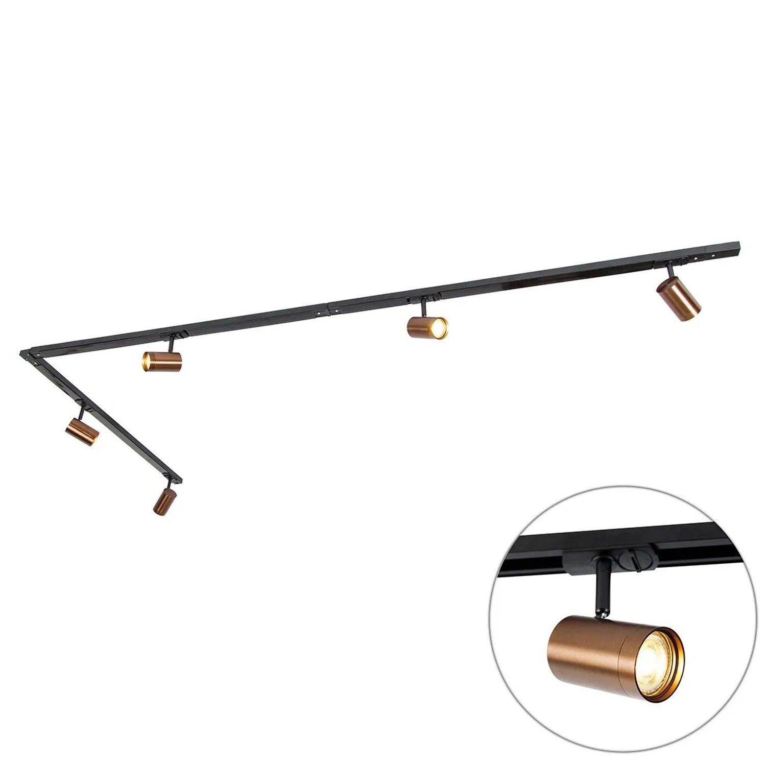 QAZQA Modernes 1 Phasen Schienensystem mit 5 Spots DunkelBronze Jeana