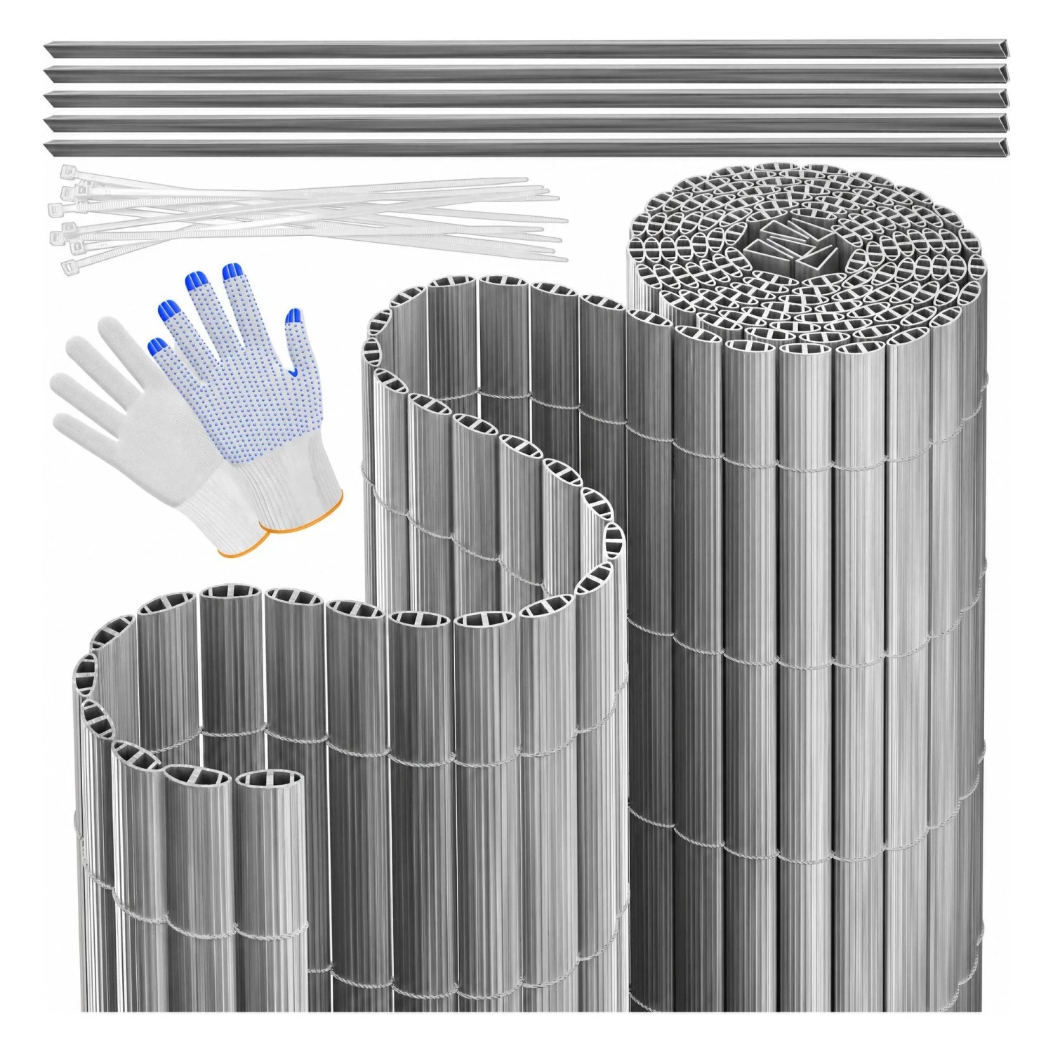 KESSER PVC Sichtschutzmatte Blickdicht Windfest 120 x 300 cm Hellgrau