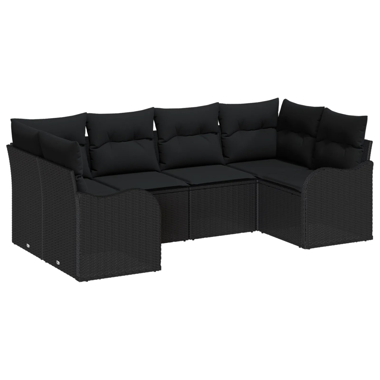 vidaXL Garten-Sofa-Set mit Kissen 6-Tlg Schwarz Poly Rattan 3354512